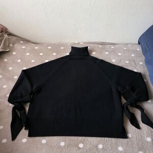 Zara Black Turtleneck Sweater with Tie Sleeves Size Large